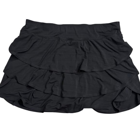 Black Tiered Skort Plus Size 3X 20” Waist 18” Long Elastic Waistband - Picture 1 of 3